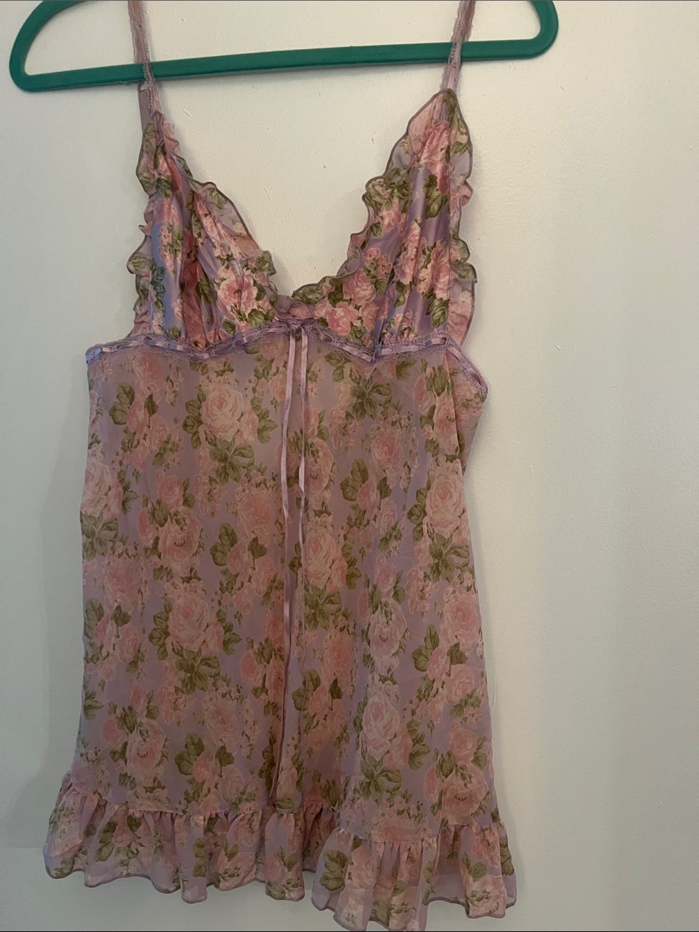 Victoria's Secret Pink Lavender Floral Lace-Trim Slip